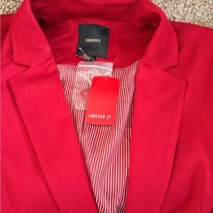 NWT Forever 21 Red Blazer Size Medium – Classic One Button Jacket